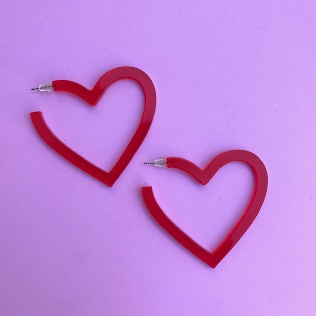 Boucles d'oreilles Sucettes coeur rouge - I Love Rose
